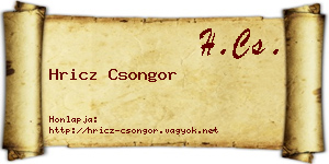 Hricz Csongor névjegykártya